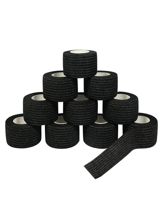 GooGou Self Adhesive Wrap Bandage Cohesive Bandage Breathable Self Adherent Wrap for Sprain Swelling and Soreness on Wrist and Ankle 10PCS 1 in X 14.7 ft (Black) - Image 1